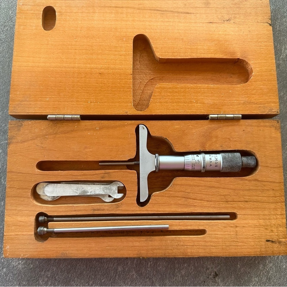 Vintage Craftsman Depth Micrometer Set | Made in USA | Wooden Case